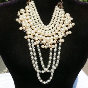New Boho Pearl Statement Necklace Multi Strand Set
